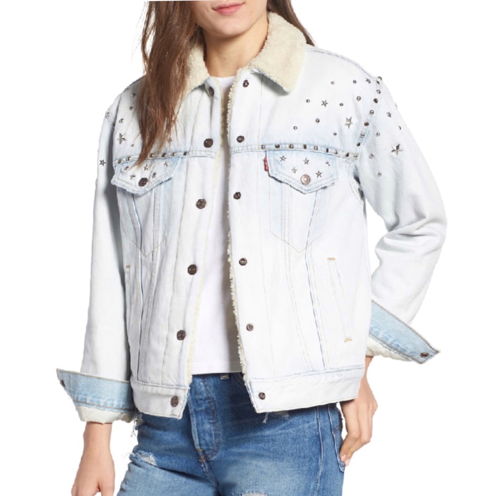 NWT Levi’s Ex-Boyfriend light wash trucker jacket - Picture 1 of 10